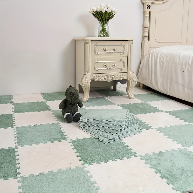 12 Pezzi Peluche Puzzle Tappetino In Schiuma Tappetino Per Finestra A Bovindo Tappetino Per Sedile, Tappeto Quadrato Ad Incastro Soffice Tappeto, Tappetini Protettivi Antiscivolo Per Sedili Comfort Tappetini In Schiuma, 11,8 * 11,8 * 0,4 Pollici