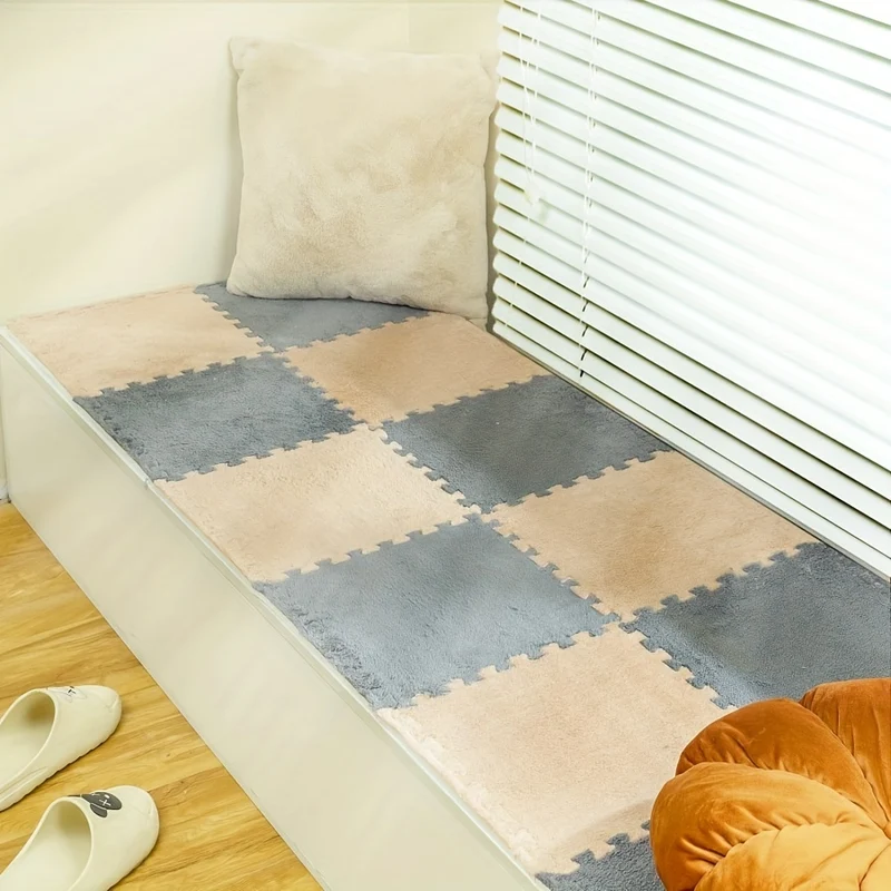12 Pezzi Peluche Puzzle Tappetino In Schiuma Tappetino Per Finestra A Bovindo Tappetino Per Sedile, Tappeto Quadrato Ad Incastro Soffice Tappeto, Tappetini Protettivi Antiscivolo Per Sedili Comfort Tappetini In Schiuma, 11,8 * 11,8 * 0,4 Pollici