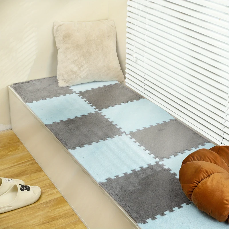 12 Pezzi Peluche Puzzle Tappetino In Schiuma Tappetino Per Finestra A Bovindo Tappetino Per Sedile, Tappeto Quadrato Ad Incastro Soffice Tappeto, Tappetini Protettivi Antiscivolo Per Sedili Comfort Tappetini In Schiuma, 11,8 * 11,8 * 0,4 Pollici
