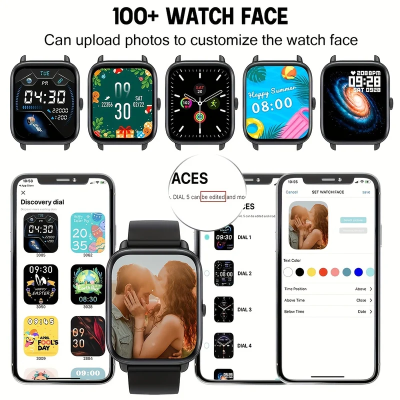 Smartwatch Alla Moda Per Uomo E Donna, Smartwatch Touch Screen Completo Da 4,65 Cm Con Oltre 100 Modalità Sportive, Oltre 100 Quadranti Personalizzati, Fitness Tracker, App Smart Voice Dafit, Adatto Per Telefoni Android IOS