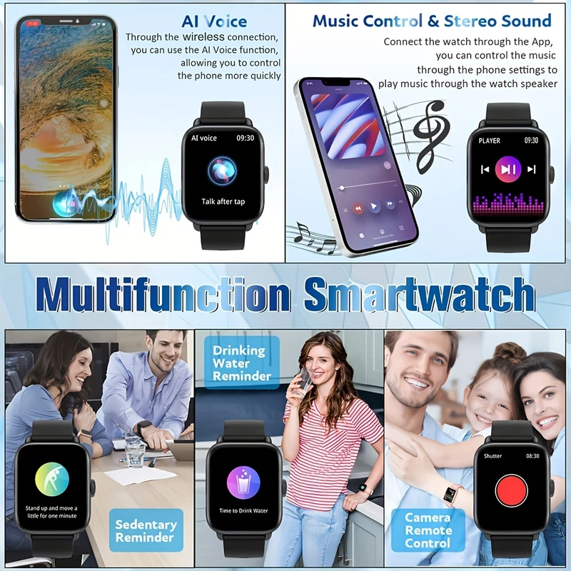 Smartwatch Alla Moda Per Uomo E Donna, Smartwatch Touch Screen Completo Da 4,65 Cm Con Oltre 100 Modalità Sportive, Oltre 100 Quadranti Personalizzati, Fitness Tracker, App Smart Voice Dafit, Adatto Per Telefoni Android IOS