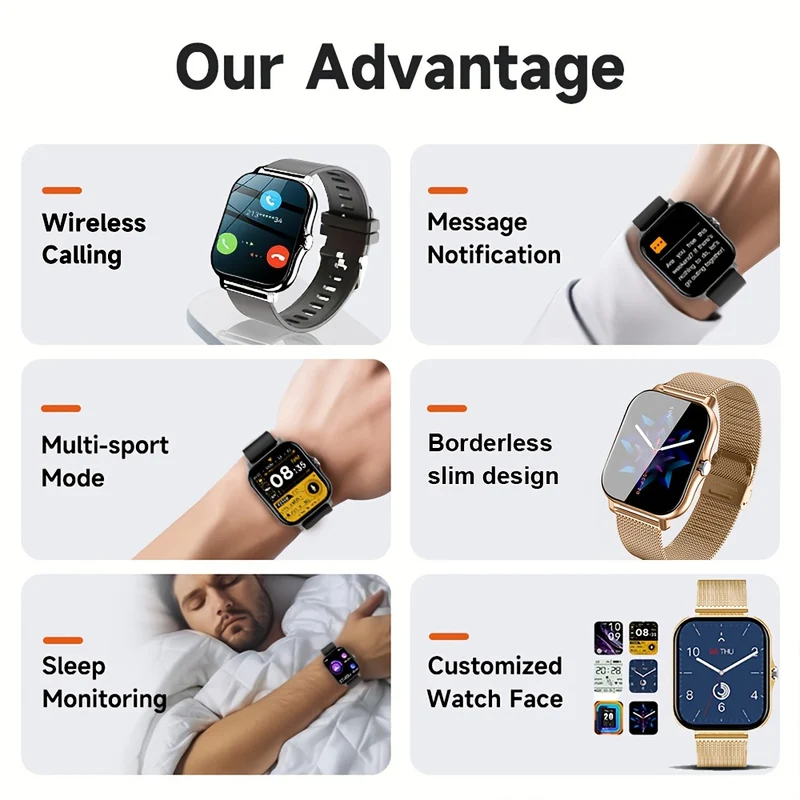 2023 NUOVO Smart Watch 4.65cmPollice Chiamata/Ricezione Wireless Monitoraggio Della Salute Del Sonno Promemoria Sedentario Per Telefoni Android Per Uomini E Donne Regali Per Fidanzati E Fidanzate
