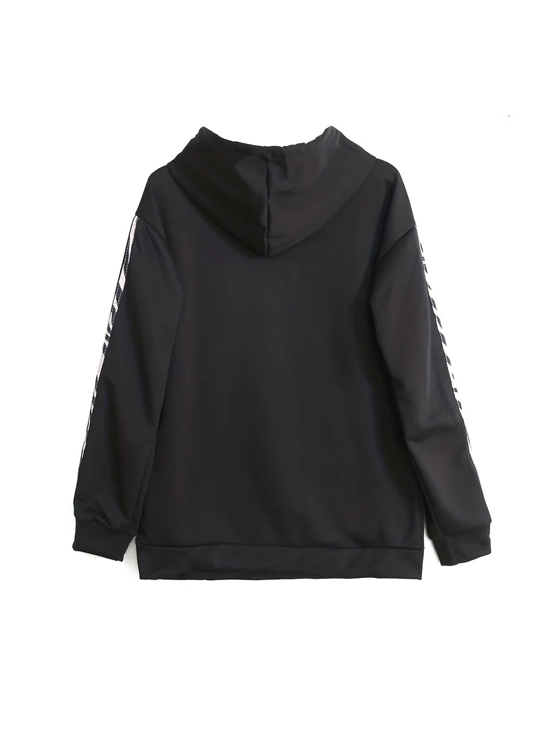 Set casual a righe in due pezzi, top con cappuccio e pantaloni lunghi allentati con coulisse, abbigliamento da donna