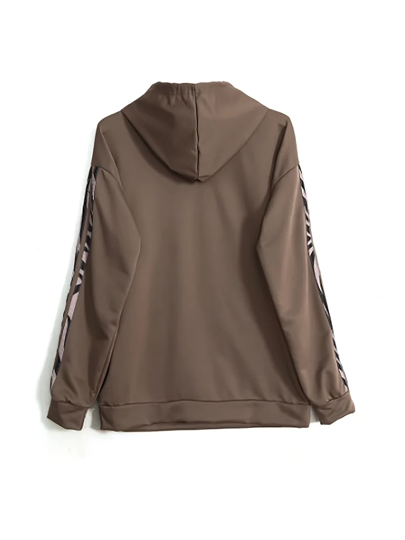 Set casual a righe in due pezzi, top con cappuccio e pantaloni lunghi allentati con coulisse, abbigliamento da donna