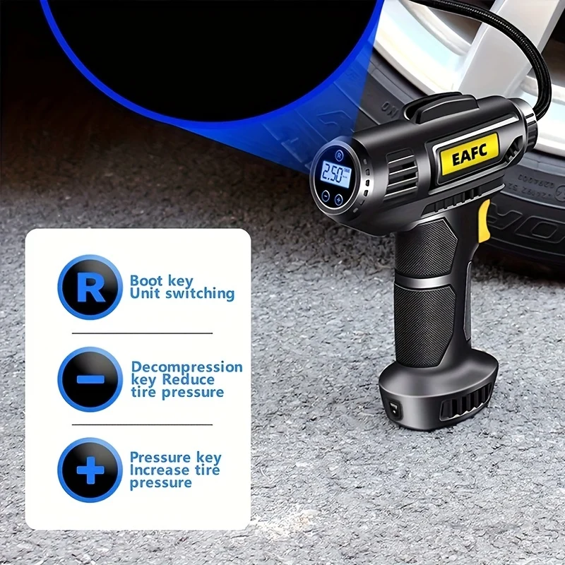 Compressore d'aria portatile dell'automobile 120W, pompa gonfiabile portatile dell'automobile cablata/wireless elettrica, gonfiatore di pneumatici delle automobili con la luce del LED per l'automobile
