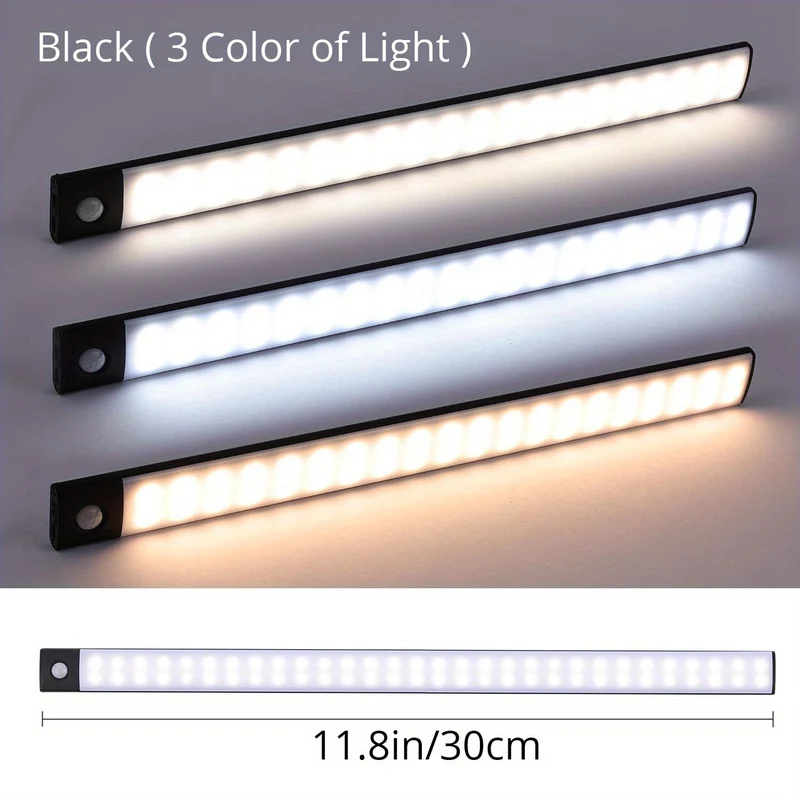1 Luce LED Per Armadio Con Sensore Di Movimento, Illuminazione Sottobanco, Luci Notturne Da Cucina Ricaricabili Magnetiche USB Senza Fili, Luce Alimentata A Batteria Per Armadi Guardaroba, Armadio, Scale, Corridoio, Mensola, 9,91 Cm O 20,07 Cm