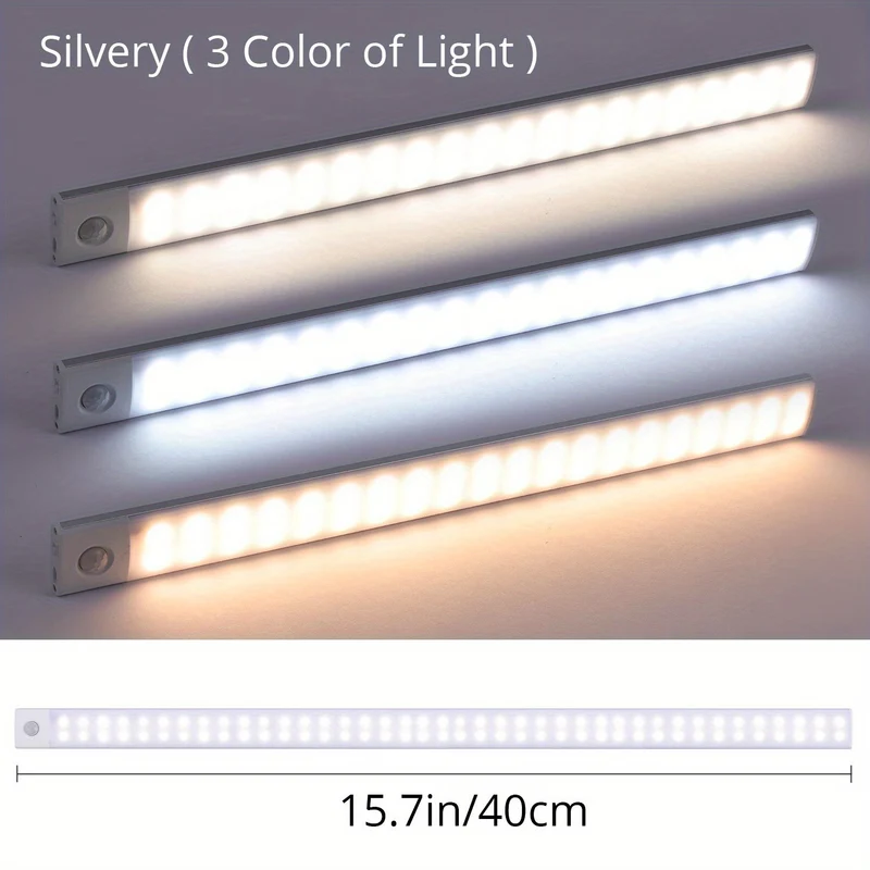 1 Luce LED Per Armadio Con Sensore Di Movimento, Illuminazione Sottobanco, Luci Notturne Da Cucina Ricaricabili Magnetiche USB Senza Fili, Luce Alimentata A Batteria Per Armadi Guardaroba, Armadio, Scale, Corridoio, Mensola, 9,91 Cm O 20,07 Cm