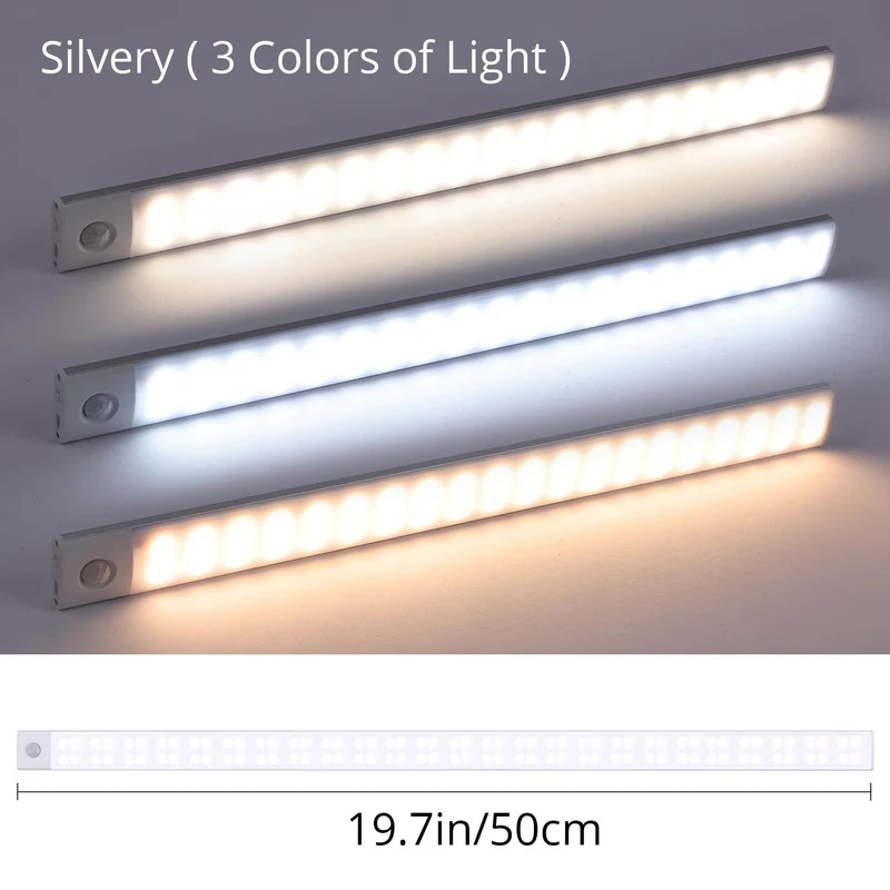 1 Luce LED Per Armadio Con Sensore Di Movimento, Illuminazione Sottobanco, Luci Notturne Da Cucina Ricaricabili Magnetiche USB Senza Fili, Luce Alimentata A Batteria Per Armadi Guardaroba, Armadio, Scale, Corridoio, Mensola, 9,91 Cm O 20,07 Cm