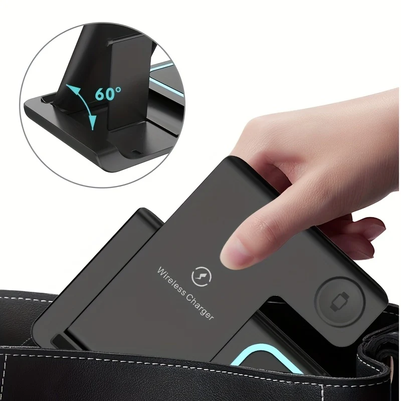 3 In 1 Stazione Di Ricarica Veloce, Supporto Caricabatterie Wireless Pieghevole Per IPhone 14,13,12,11/Pro/Max/Mini/Plus, X, XR, XS/Max, SE, 8/Plus, Per IWatch 1-8, Per Airpods 3/2/Pro