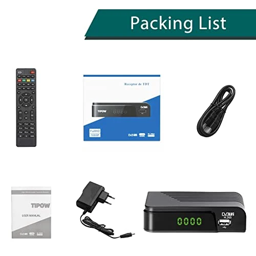 Decoder DVB-T2 Digitale Terrestre 2023 Full HD 1080P Dolby Audio H.265 HEVC Main 10 Bit Riceve Tutti I Canali Gratuiti, Mini Scart Supporta Sistema Nuovo[Includere 2in1 telecomando universale]