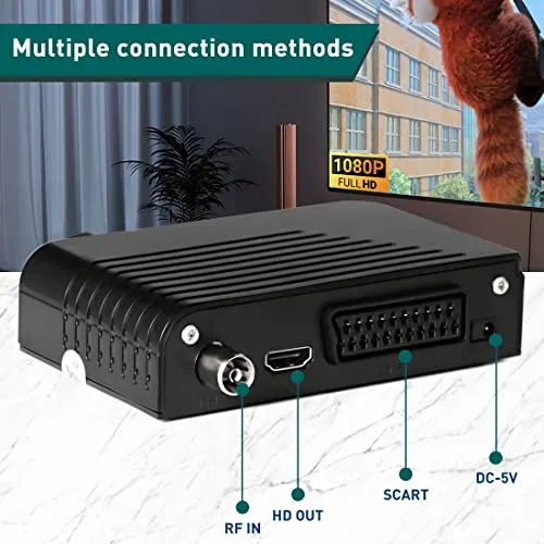 Decoder DVB-T2 Digitale Terrestre 2023 Full HD 1080P Dolby Audio H.265 HEVC Main 10 Bit Riceve Tutti I Canali Gratuiti, Mini Scart Supporta Sistema Nuovo[Includere 2in1 telecomando universale]