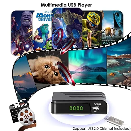 Decoder DVB-T2 Digitale Terrestre 2023 Full HD 1080P Dolby Audio H.265 HEVC Main 10 Bit Riceve Tutti I Canali Gratuiti, Mini Scart Supporta Sistema Nuovo[Includere 2in1 telecomando universale]