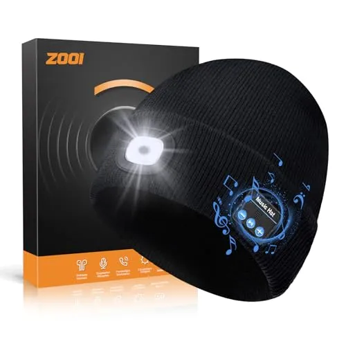 ZOOI Regalo Uomo, Idee Regalo Natale, Bluetooth Cappello con Luce LED Invernale Uomo, Idee Regalo Uomo Natale Originale, Regali papà/Uomo, Regalo Uomo Compleanno, Regali San Valentino per Lui