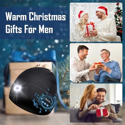 ZOOI Regalo Uomo, Idee Regalo Natale, Bluetooth Cappello con Luce LED Invernale Uomo, Idee Regalo Uomo Natale Originale, Regali papà/Uomo, Regalo Uomo Compleanno, Regali San Valentino per Lui