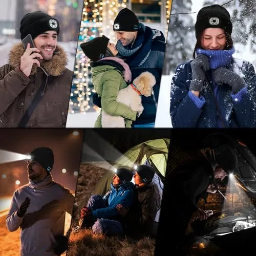 ZOOI Regalo Uomo, Idee Regalo Natale, Bluetooth Cappello con Luce LED Invernale Uomo, Idee Regalo Uomo Natale Originale, Regali papà/Uomo, Regalo Uomo Compleanno, Regali San Valentino per Lui