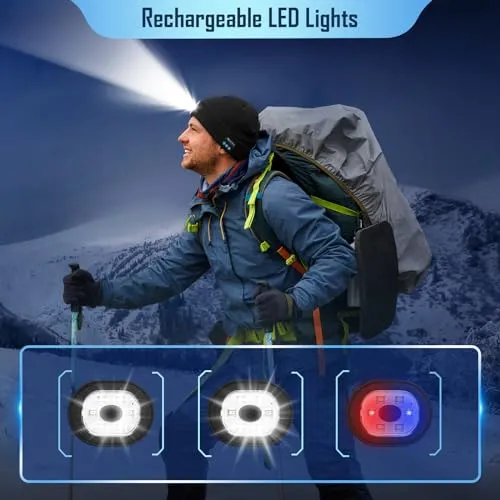 ZOOI Regalo Uomo, Idee Regalo Natale, Bluetooth Cappello con Luce LED Invernale Uomo, Idee Regalo Uomo Natale Originale, Regali papà/Uomo, Regalo Uomo Compleanno, Regali San Valentino per Lui