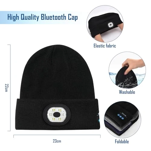ZOOI Regalo Uomo, Idee Regalo Natale, Bluetooth Cappello con Luce LED Invernale Uomo, Idee Regalo Uomo Natale Originale, Regali papà/Uomo, Regalo Uomo Compleanno, Regali San Valentino per Lui