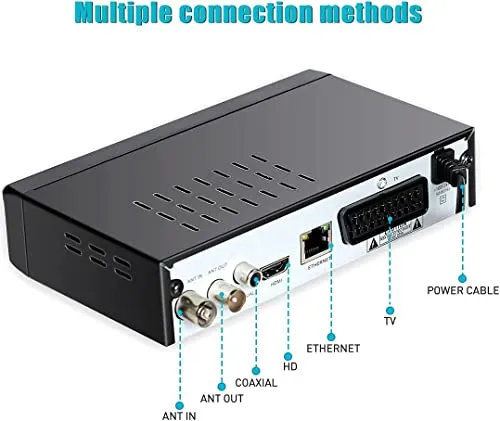 DVB T2 Decoder Digitale Terrestre H.265 HEVC Main 10 Bit Ricevitore Digitale Terrestre Full HD 1080p MPEG-2/4 Dolby,Supporta HD e SCART Multimedia PVR USB WiFi [2in1 Telecomando Universale]