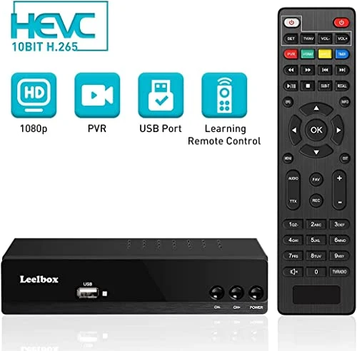DVB T2 Decoder Digitale Terrestre H.265 HEVC Main 10 Bit Ricevitore Digitale Terrestre Full HD 1080p MPEG-2/4 Dolby,Supporta HD e SCART Multimedia PVR USB WiFi [2in1 Telecomando Universale]