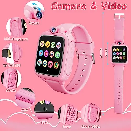 Smartwatch per Bambini, Orologio Intelligente Bambini, Regalo Bambini, Giochi per Bambini, Giocattoli Bambini 14 Giochi, Telecamera, Musicale, Regali di Natale per ragazze e ragazzi dai 2 ai 13 anni