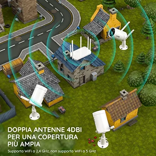 BOIFUN 2K Telecamera Wi-Fi Senza Fili da Esterno, Sicurezza Sorveglianza con Batteria, Rilevamento del Movimento Umano, Visione Notturna a Colori, Allarme Suono e Luce, Area Di Allarme Personalizzata