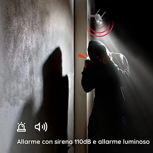 BOIFUN 2K Telecamera Wi-Fi Senza Fili da Esterno, Sicurezza Sorveglianza con Batteria, Rilevamento del Movimento Umano, Visione Notturna a Colori, Allarme Suono e Luce, Area Di Allarme Personalizzata