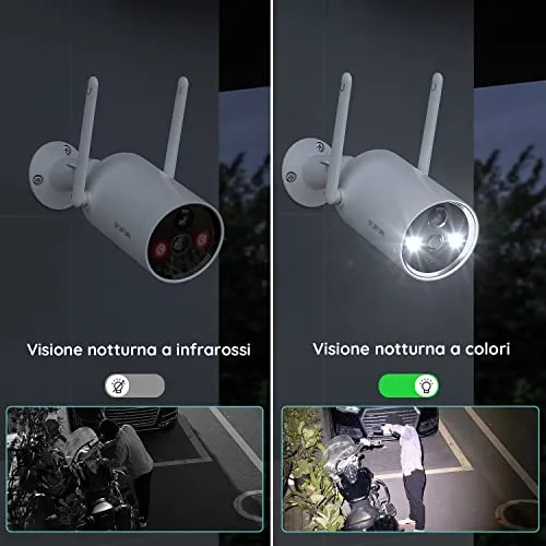 BOIFUN 2K Telecamera Wi-Fi Senza Fili da Esterno, Sicurezza Sorveglianza con Batteria, Rilevamento del Movimento Umano, Visione Notturna a Colori, Allarme Suono e Luce, Area Di Allarme Personalizzata