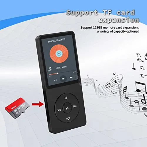 ZHITING 8GB MP3 Player,Lettore MP3,Lossless HiFi Musicale mp3 Lettore,Schermo 1,8" Lettore Musicale,Slot TF Fino a 128 GB