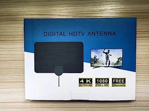 Antenna HDTV Interna, Antenna TV Digitale120 Miglia Gamma con Amplificatore Segnale per 4K 1080p VHF UHF DVB-T/DVB-T 2 Canali Gratuiti