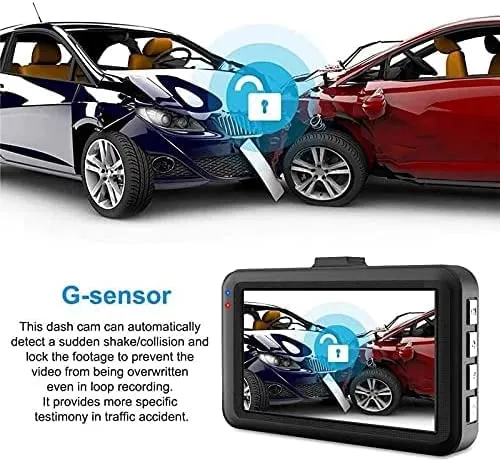 Dash Cam Telecamera per Auto 1080P Full HD Dashcam LCD 3 pollici WDR, Grandangolo di 170°, G-Sensor, Registrazione in Loop, Monitor di Parcheggio
