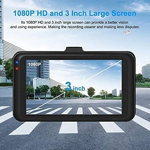 Dash Cam Telecamera per Auto 1080P Full HD Dashcam LCD 3 pollici WDR, Grandangolo di 170°, G-Sensor, Registrazione in Loop, Monitor di Parcheggio