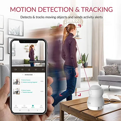 YI Dome Guard Telecamera da Interno 1080p, Videocamera Sorveglianza Wifi 360 gradi, Rilevamento di Movimento, Audio Bidirezionale, Visione Notturna a infrarossi, App per iOS/Android/Windows