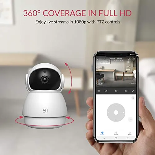 YI Dome Guard Telecamera da Interno 1080p, Videocamera Sorveglianza Wifi 360 gradi, Rilevamento di Movimento, Audio Bidirezionale, Visione Notturna a infrarossi, App per iOS/Android/Windows