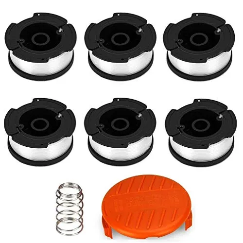 Elerek, Bobine portafilo per tagliabordi Black & Decker, in nylon, 6 x 9 m di lunghezza, diametro bobine: 1,5 mm, bobine + 1 cappuccio di copertura + 1 molla per tagliabordi Black&Decker