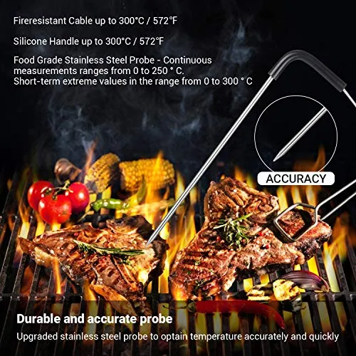 INKBIRD IBT-2X Bluetooth Termometro Digitale Barbecue Termometro e Timer, Termometro Cucina con Sonda di Temperatura per Carne Grigliate BBQ Fumatore Forno di Cottura 2 Sensori