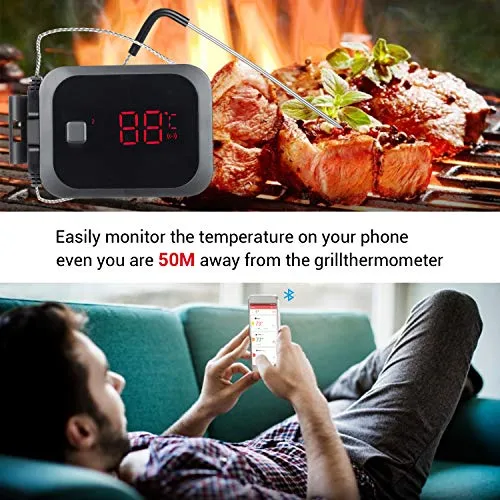 INKBIRD IBT-2X Bluetooth Termometro Digitale Barbecue Termometro e Timer, Termometro Cucina con Sonda di Temperatura per Carne Grigliate BBQ Fumatore Forno di Cottura 2 Sensori