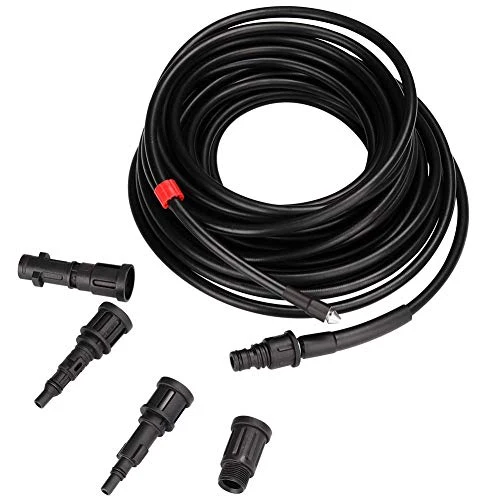 Bakaji Sonda Sturatubi Spurgatubi per Idropulitrice Alta Pressione 15 Metri Sistema Antipiega Connettore Interno in Rame Rivestimento in PVC Resistenza Massima 160 Bar con 4 Adattatori