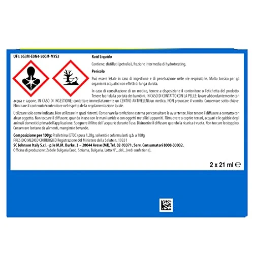 Raid Liquido Elettrico Antizanzare Comuni e Tigre, Inodore, Formato Convenienza, Confezione da 2 Diffusori e 2 Ricariche, 60 Notti