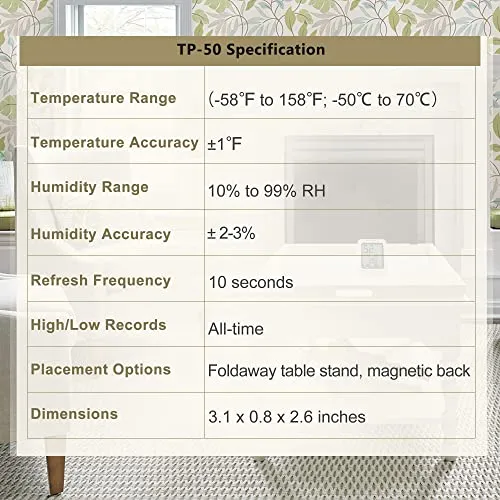 ThermoPro TP50 Termometro Igrometro Digitale per Ambiente Misuratore di Umidità e Temperatura Interno per Casa Termoigrometro Professionale per Misura Stanza