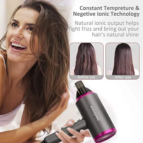 Phone Per Capelli Professionale,1800w Asciugacapelli Ioni Professionali, Phon Con Diffusore con Diffusore, 2 Pettini, 3 Impostazioni di Temperatura, Pulsante di Raffreddamento