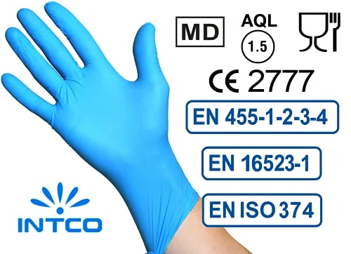 200 guanti in Nitrile L senza polvere, senza lattice, ipoallergenici, certificati CE conforme alla norma EN455 guanti per alimenti guanti medici monouso