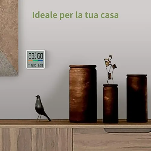 NOKLEAD Igrometro Termometro per interni - Indicatore digitale con sensore di monitoraggio della temperatura, Portable misuratore di umidità accurato per Ambiente Stanza monitoraggio (Bianco)