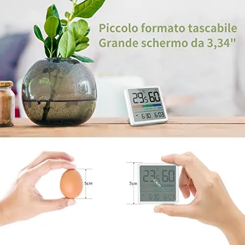 NOKLEAD Igrometro Termometro per interni - Indicatore digitale con sensore di monitoraggio della temperatura, Portable misuratore di umidità accurato per Ambiente Stanza monitoraggio (Bianco)