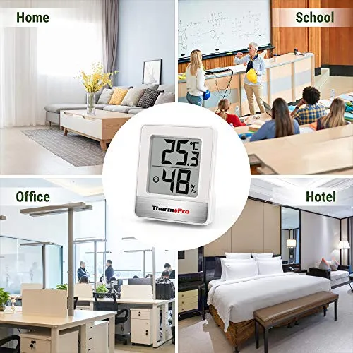 ThermoPro TP49 Mini Igrometro Termometro Digitale Termoigrometro da Interno per Casa Monitor di Temperatura e umidità per Ambienti con Livello di Comfort, Bianco