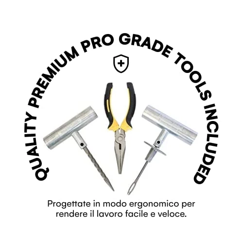 Boulder Tools Kit Riparazione Pneumatici con Custodia Molle - Kit Tappi per Foratura Pneumatici Tubeless Per Impieghi Gravosi
