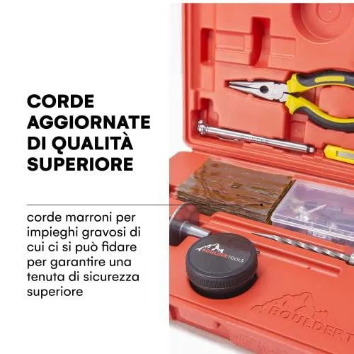 Boulder Tools Kit Riparazione Pneumatici con Custodia Molle - Kit Tappi per Foratura Pneumatici Tubeless Per Impieghi Gravosi
