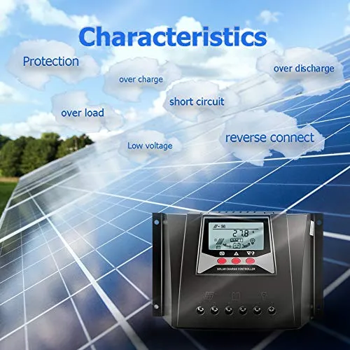 SolaMr 60A Regolatore di Carica Solare 12V/24V/36V/48V Regolatore Intelligente di Tensione di Identificazione Automatica con Display LCD per Solar Home System - WP6048D