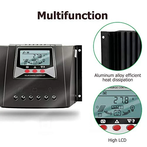 SolaMr 60A Regolatore di Carica Solare 12V/24V/36V/48V Regolatore Intelligente di Tensione di Identificazione Automatica con Display LCD per Solar Home System - WP6048D
