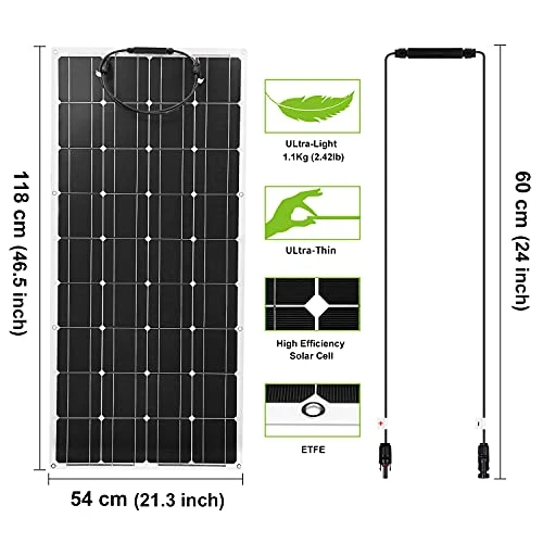 DOKIO 4PC 100W Flessibile Pannello Solare Monocristallino Fotovoltaico 400W per Giardino Camper Tetto RV Barca