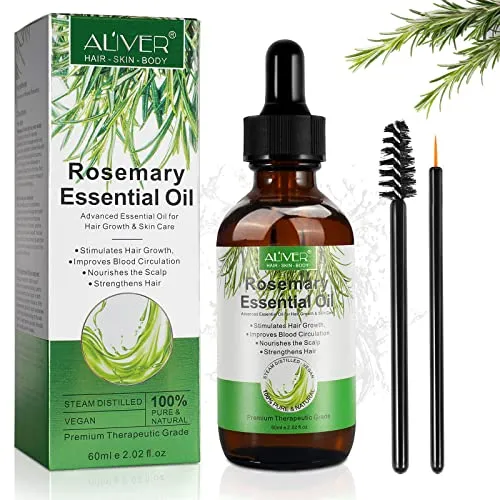 Olio Essenziale di Rosmarino per Capelli Crescita, Rosemary Essential Oil for Hair Growth, per Capelli Secchi e Danneggiati, Stimolano la Crescita dei Capelli, Nutrono Il Cuoio Capelluto, 60 ml